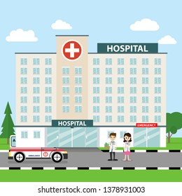The hospital building is professional medical center, vector illustration Eps 10.