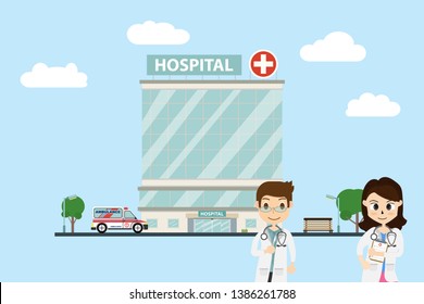 The hospital building is professional medical center, vector illustration Eps 10.