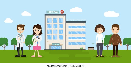 The hospital building is professional medical center, vector illustration Eps 10.