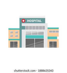 The hospital building is professional medical center. Modern Hospital hospital  Outdoor.Vector Flat  Illustration isolated on white background
