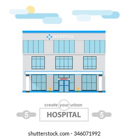 hospital building. set for create city or urban scene. flat vector design