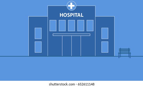 Hospital Building in Shades of Blue. Simple elegant hospital building design. 
