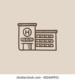 Hospital Building Sketch Icon.