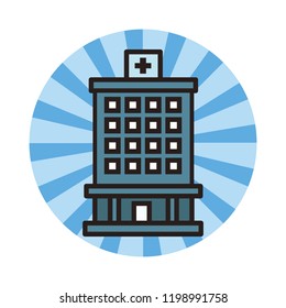 Hospital building symbol round emblem