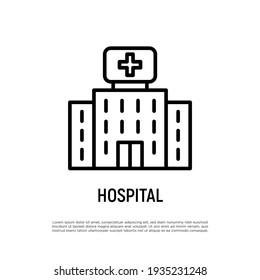 Hospital Building Thin Line Icon Vector Stock Vector (Royalty Free ...