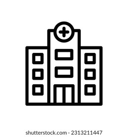 Hospital Building Thin line icon - Medical Health - EDITABLE STROKE - EPS Vector