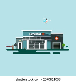 Hospital building vector flat design illustration