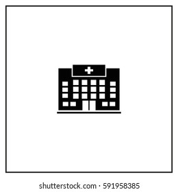 Hospital Building Vector Icon.