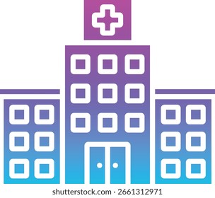Krankenhaus Gebäude, Vektorsymbol. Kann für Druck-, Mobil- und Web-Anwendungen verwendet werden.