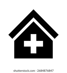 Icono de Vector del edificio del hospital. Icono del estilo plano del edificio del hospital. signo de ayuda.
