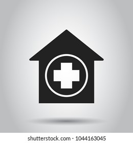 Hospital building vector icon. Infirmary medical clinic sign illustration. Business concept simple flat pictogram on isolated background.