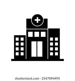 Hospital building vector icon. simple flat black trendy style illustration for web and app..eps