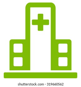 Hospital Building vector icon. Style is flat symbol, Eco green color, rounded angles, white background.