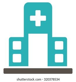 Hospital Building vector icon. Style is bicolor flat symbol, grey and cyan colors, rounded angles, white background.