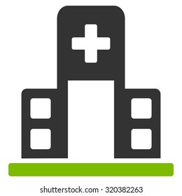 Hospital Building vector icon. Style is bicolor flat symbol, eco green and gray colors, rounded angles, white background.