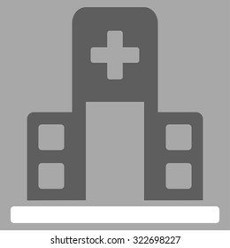 Hospital Building vector icon. Style is bicolor flat symbol, dark gray and white colors, rounded angles, silver background.