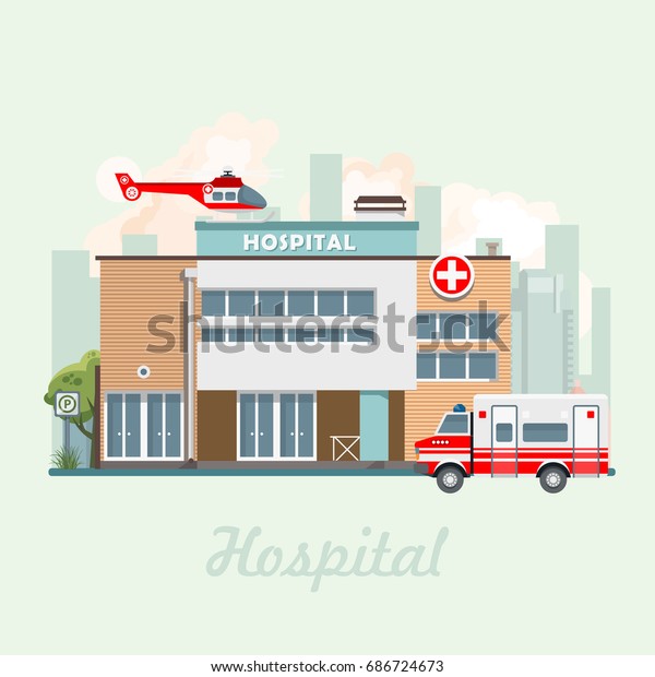 Hospital Building Vector Illustration Flat Design Stock Vector (royalty 