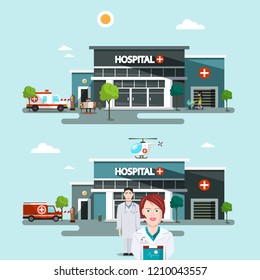 Hospital Building Vector Illustration Doctors Stock Vector (Royalty ...