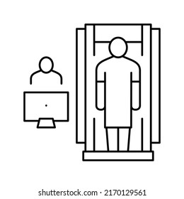 hospital cabinet radiology line icon vector. hospital cabinet radiology sign. isolated contour symbol black illustration