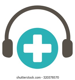 Hospital Call Service vector icon. Style is bicolor flat symbol, grey and cyan colors, rounded angles, white background.