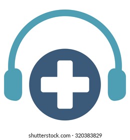 Hospital Call Service vector icon. Style is bicolor flat symbol, cyan and blue colors, rounded angles, white background.