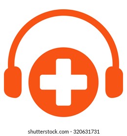 Hospital Call Service vector icon. Style is flat symbol, orange color, rounded angles, white background.