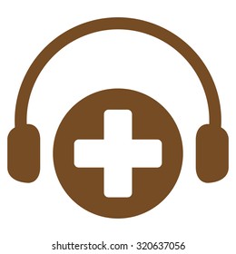 Hospital Call Service vector icon. Style is flat symbol, brown color, rounded angles, white background.