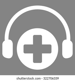 Hospital Call Service vector icon. Style is flat symbol, white color, rounded angles, gray background.