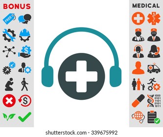 Hospital Call Service vector icon with bonus. Style is bicolor flat symbol, soft blue colors, rounded angles, white background.