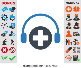 Hospital Call Service vector icon. Style is bicolor flat symbol, smooth blue colors, rounded angles, white background.