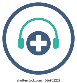 Hospital Call Service vector icon. Style is bicolor flat circled symbol, cobalt and cyan colors, rounded angles, white background.