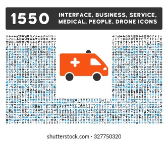 Hospital Car and other web interface, business tools, people poses, medical service vector icons. Style is flat symbols, bicolored, rounded angles, white background.