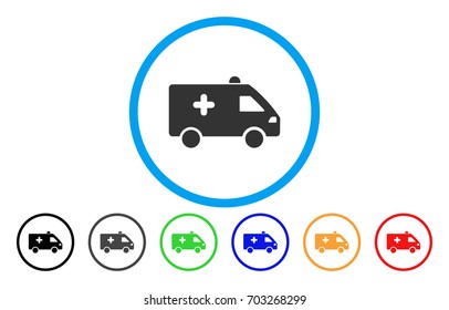 Hospital Car rounded icon. Vector illustration style is a flat iconic symbol inside a circle, with black, grey, green, blue, orange, red color versions. Designed for web and software interfaces.