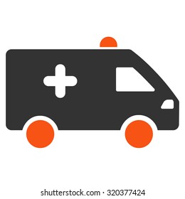 Hospital Car vector icon. Style is bicolor flat symbol, orange and gray colors, rounded angles, white background.