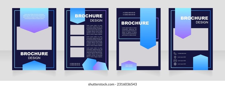 Hospital care dark blank brochure layout design. Vertical poster template set with copy space for text. Premade corporate reports collection. Editable flyer 4 pages. Myriad Pro, Arial fonts used