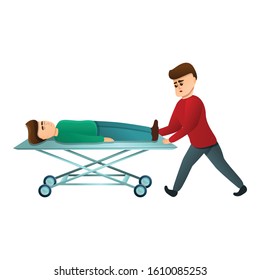 Hospital Cart Bed Icon. Cartoon Of Hospital Cart Bed Vector Icon For Web Design Isolated On White Background