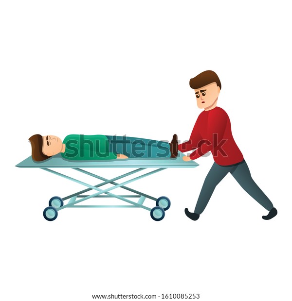 Hospital cart bed\
icon. Cartoon of hospital cart bed vector icon for web design\
isolated on white\
background