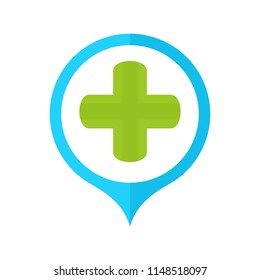 Hospital center logo, Point medical logo, plus health, hospital cross, logo ready for use