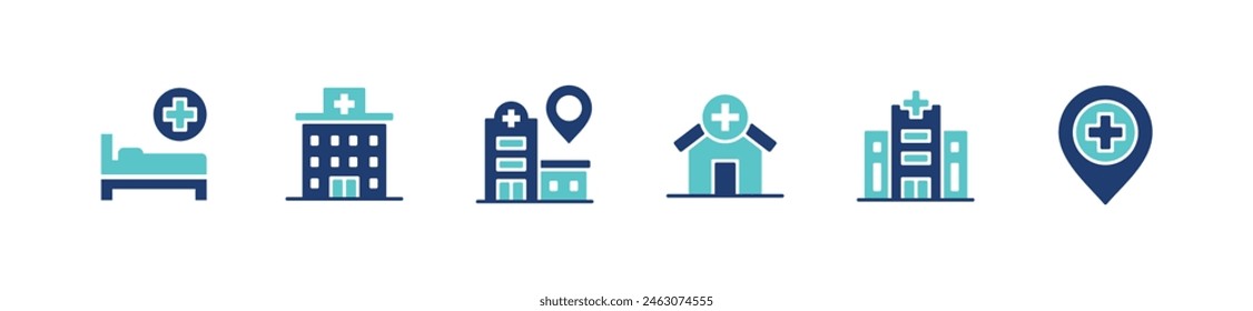 hospital and clinic buildings icon set health care architecture business vector hospital construction element illustration