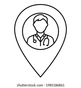 Hospital Clinic Doctor Medical Service Map Pin Location Icon Symbol Vector Illustration.