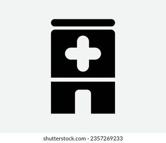 Hospital Clinic Icon Medical Healthcare Building Health Care Emergency Room Center ER  Black White Shape Vector Clipart Graphic Artwork Sign Symbol