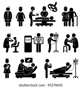 Hospital Clinic Medical Healthcare Doctor Nurse Icon Symbol Sign Pictogram