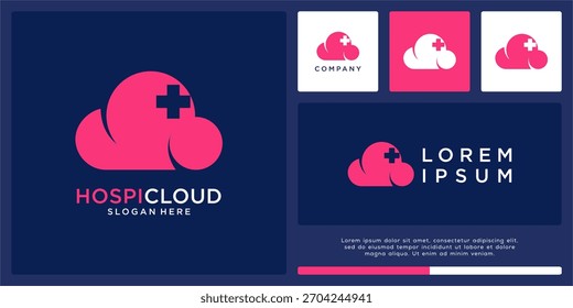 Plantilla de diseño de logotipo de nube hospitalaria