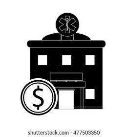 hospital and coin icon