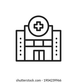 Hospital Color Line Icon. Isolated Vector Element. Outline Pictogram For Web Page, Mobile App, Promo