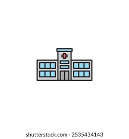 Icono de Vector coloreado del hospital en el fondo blanco. Stock Vector EPS10