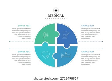 Hospital concept infographic vector template, healthcare and medicine flat design illustration