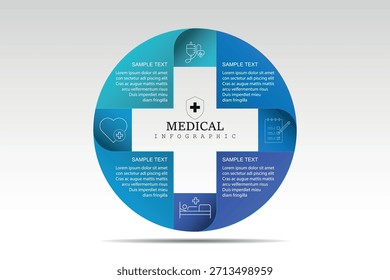 Hospital concept infographic vector template, healthcare and medicine flat design illustration