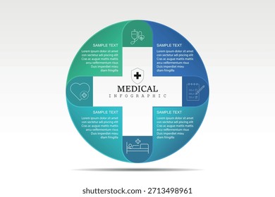 Hospital concept infographic vector template, healthcare and medicine flat design illustration