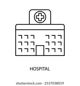 ícone da linha de conceito do hospital. Ilustração de elemento simples. design de símbolo do esboço do conceito do hospital.